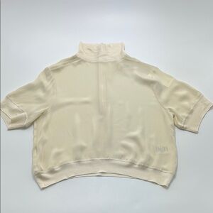 Wilfred Aritzia Mock Neck Top Silk Sheer Minimalist Preppy Soft Girl M Cream NWT